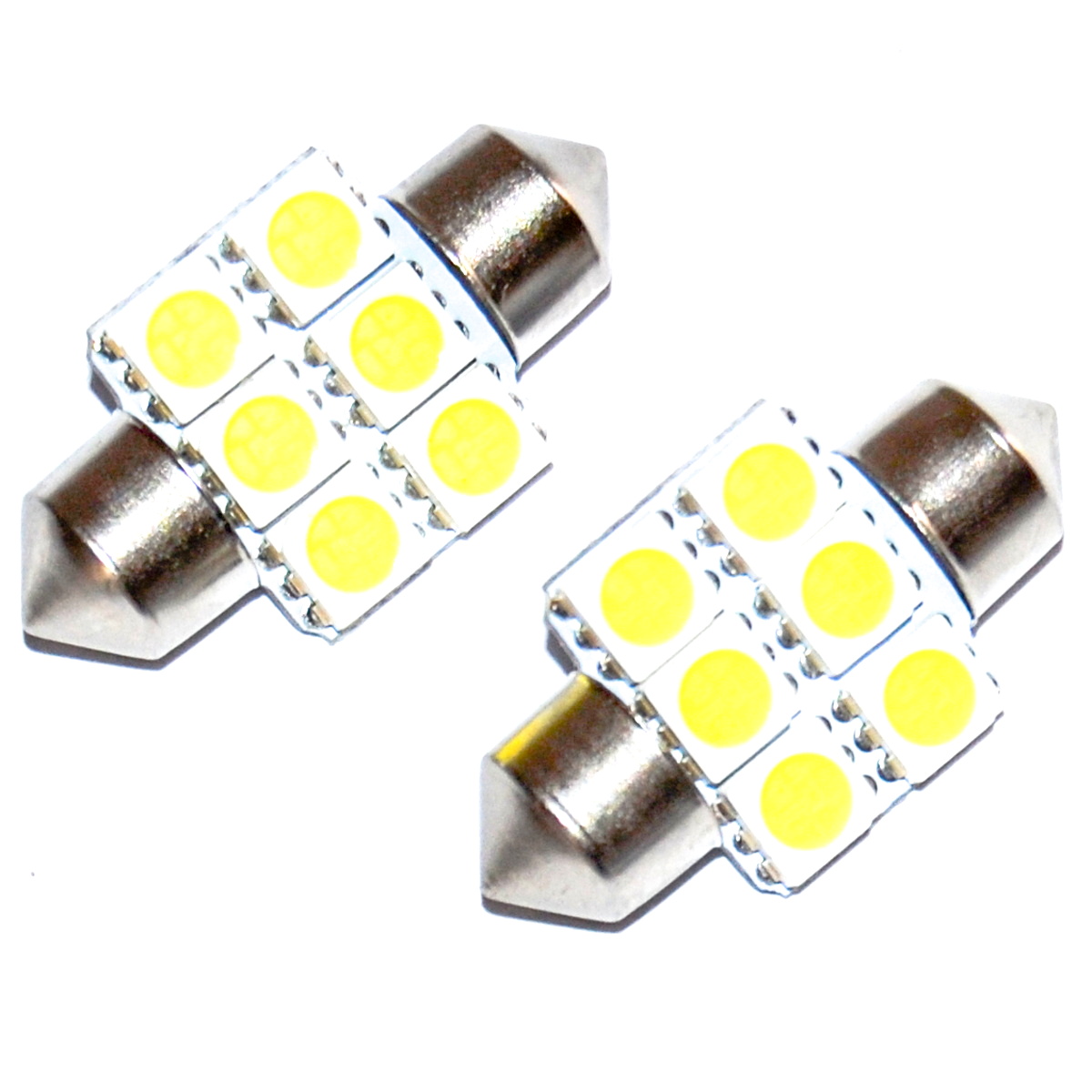 LED žárovky (10ks) C5W 6 SMD 5050 (31mm) - Bílá 12V, Výhodné balení!