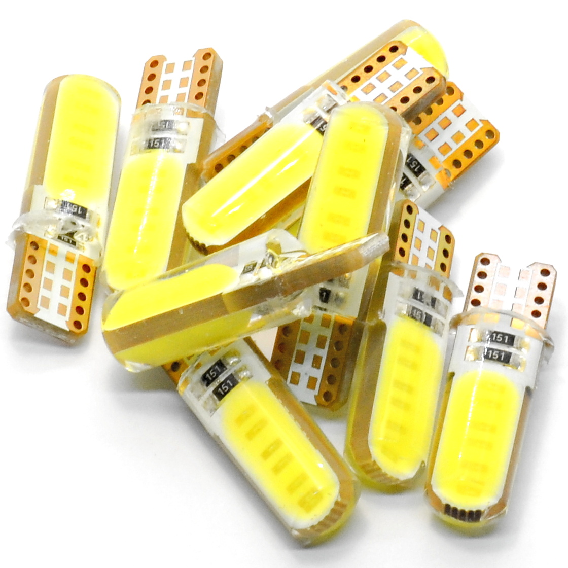 LED žárovky (2ks) W5W T10 - Bílá (COB LED) 12V, (pár, 2 x žárovka) COB003