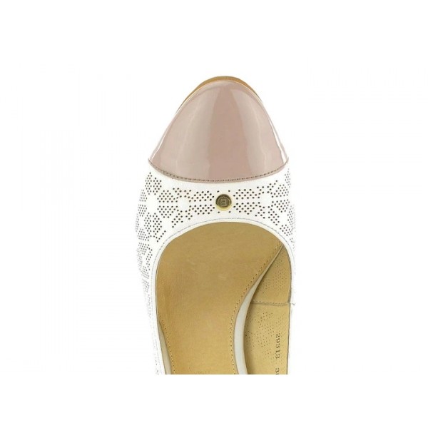 Dámské lodičky na podpatku DESKA 29313-WHITE-BEIGE, Velikost: 38 Výprodej