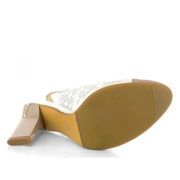 Dámské lodičky na podpatku DESKA 29313-WHITE-BEIGE, Velikost: 38 Výprodej