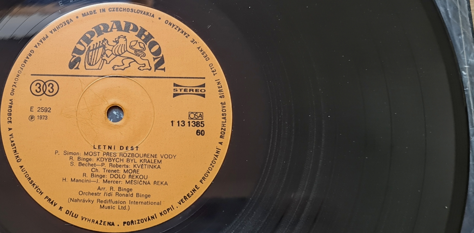 Ronald Binge & His Orchestra – Letní Déšť 1975 VG, VYPRANÁ Vinyl (LP)