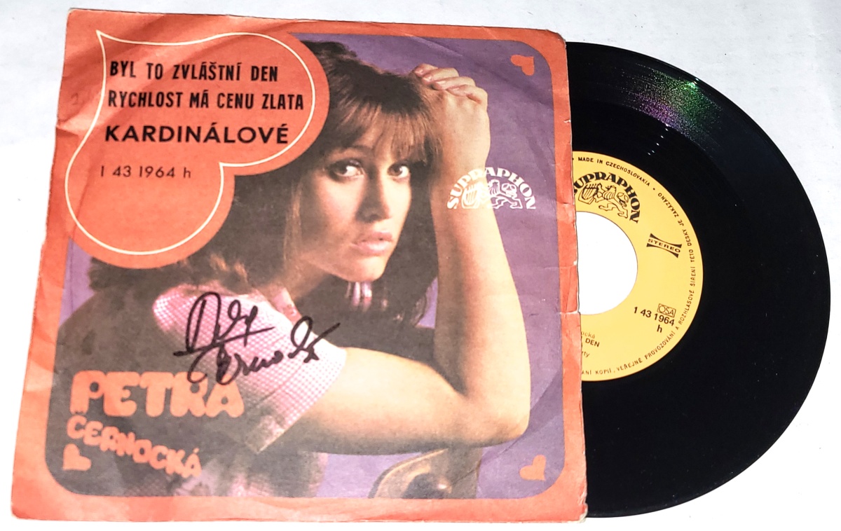 Petra Černocká, Kardinálové – Byl To Zvláštní Den / Rychlost Má Cenu Zlata 1976, Vinyl 7" Single (autogram, podpis)