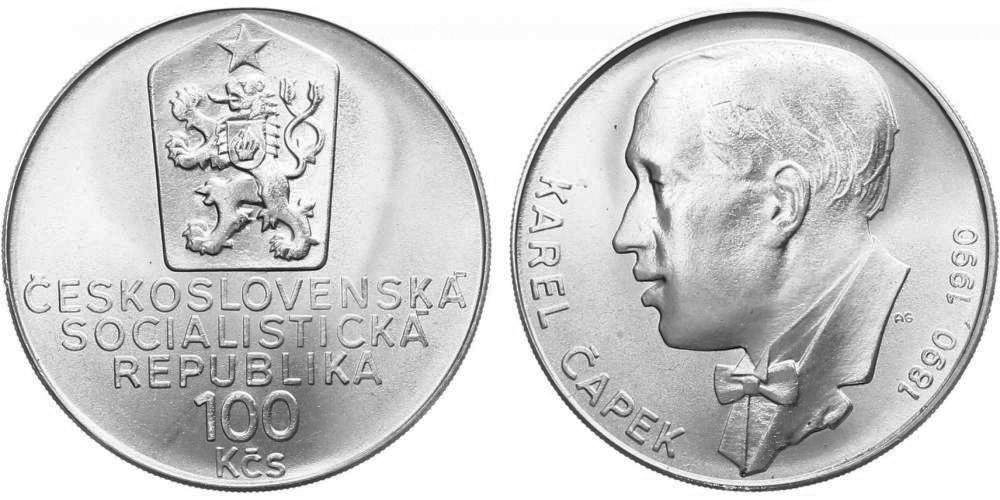 Ag 100 Koruna 1990, Karel Čapek mince