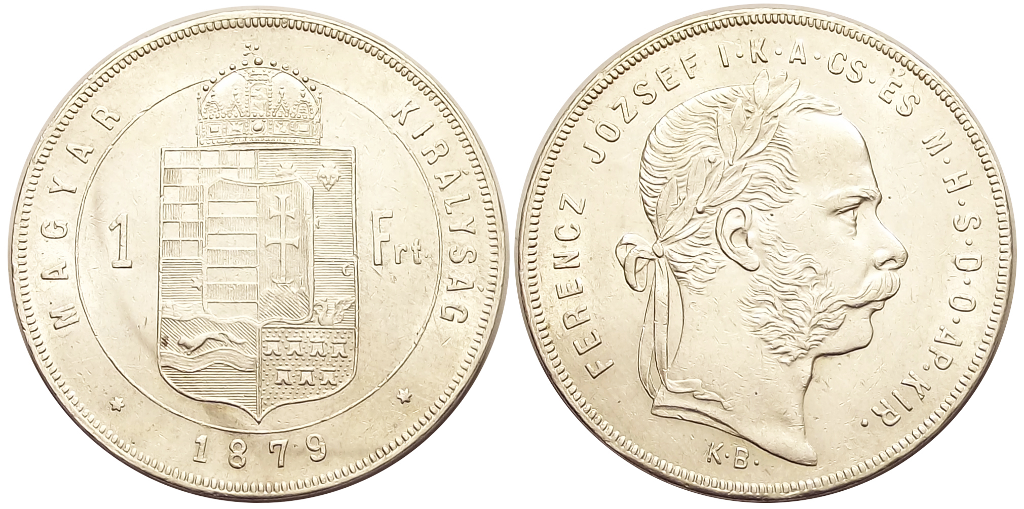 Ag 1 Forint 1879 K.B. František Josef I. Rakousko-Uhersko mince