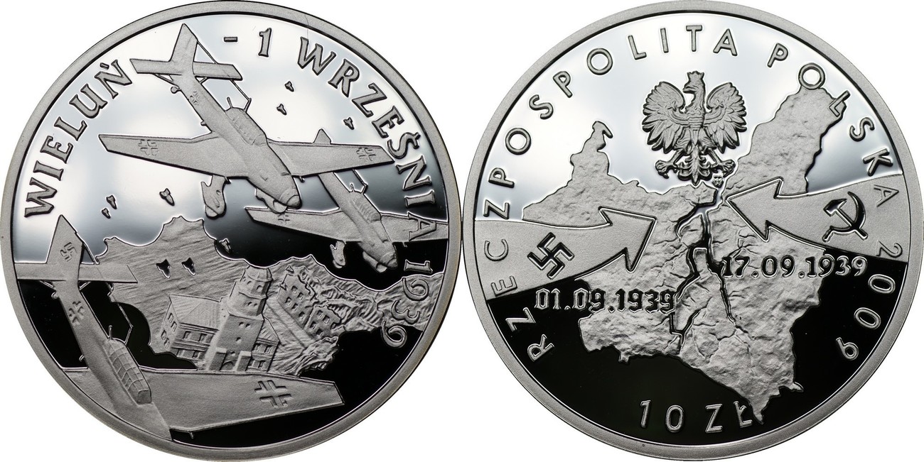 Ag 10 zlotých, Září 1939, 2009 Polsko, mince Proof