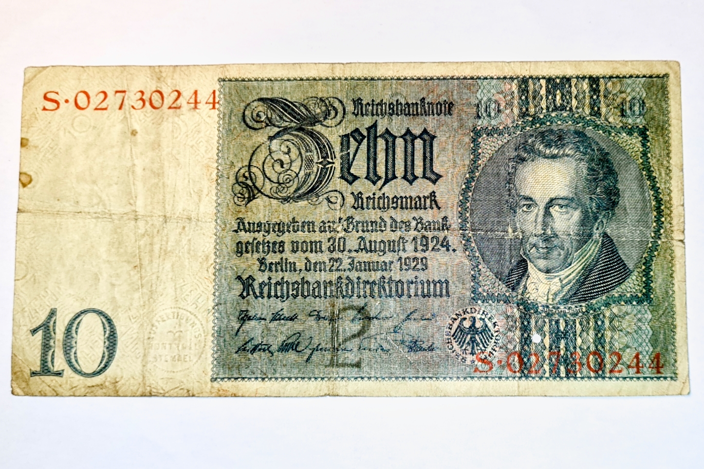 10 Mark 1929 - Německo, bankovka