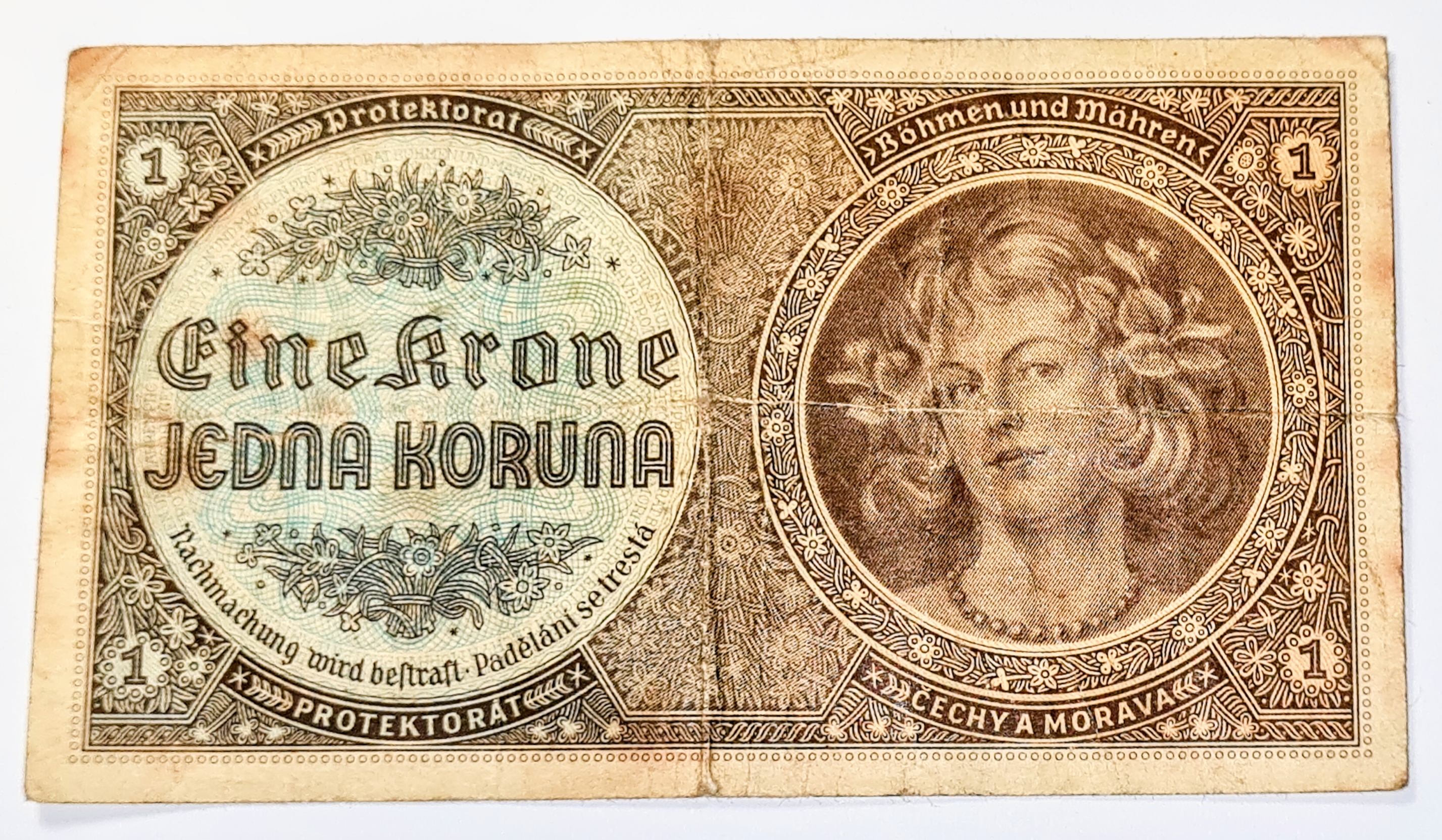 1 Koruna - Krone (Protektorát Čechy a Morava) bankovka