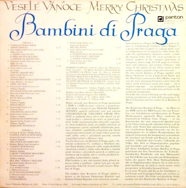 Bambini Di Praga – Veselé Vánoce / Merry Christmas 1982 VG+, VYPRANÁ Vinyl (LP)