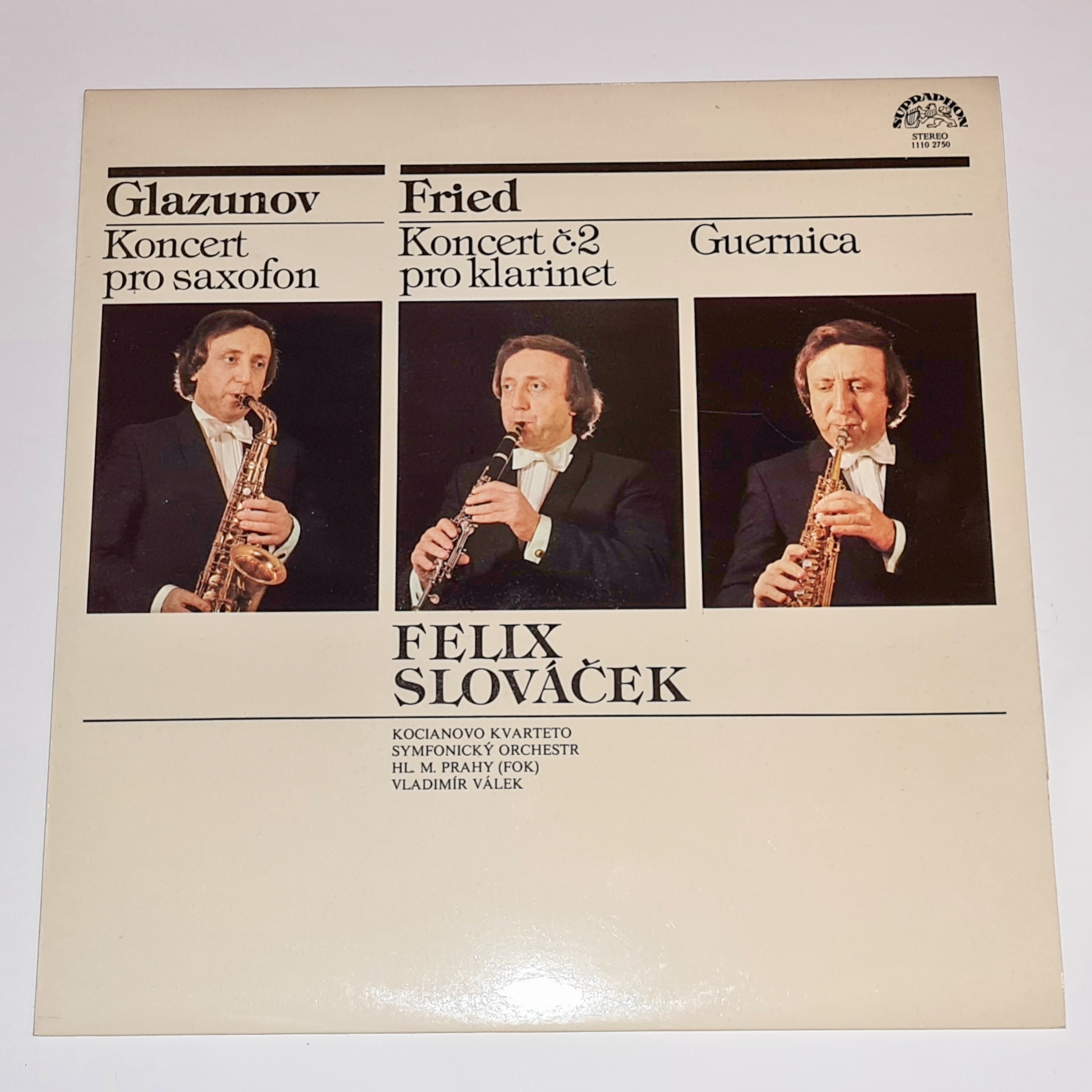 Glazunov, Fried, Felix Slováček, Kocianovo Kvarteto, Symfonický Orchestr Hl. M. Prahy (FOK), Vladimír Válek – Koncert Pro Saxofon / Koncert Č•2 Pro Klarinet / Guernica 1981 EX, VYPRANÁ Vinyl (LP)