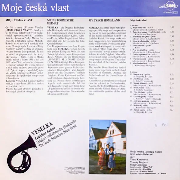 Veselka Ladislava Kubeše, Vendula Práglová, Vlasta Kahovcová, Milan Černohouz – Moje Česká Vlast 1990 VG+, VYPRANÁ Vinyl (LP)