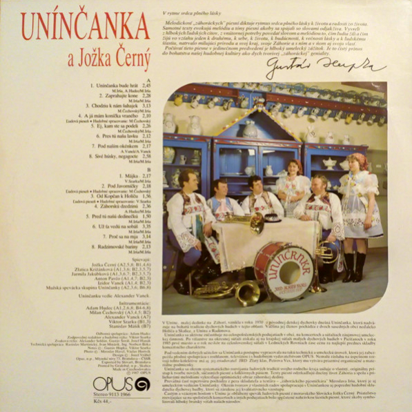 Unínčanka A Jožka Černý – Unínčanka A Jožka Černý 1987 EX, VYPRANÁ Vinyl (LP)