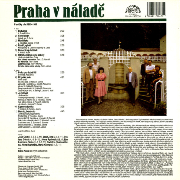 Josef Zíma, Alena Rychetská, Josef Oplt, Svatava Černá, Sláva Kunst Se Svým Orchestrem – Praha v náladě (Písničky Z Let 1965-1985) 1989 VG+, VYPRANÁ Vinyl (LP)