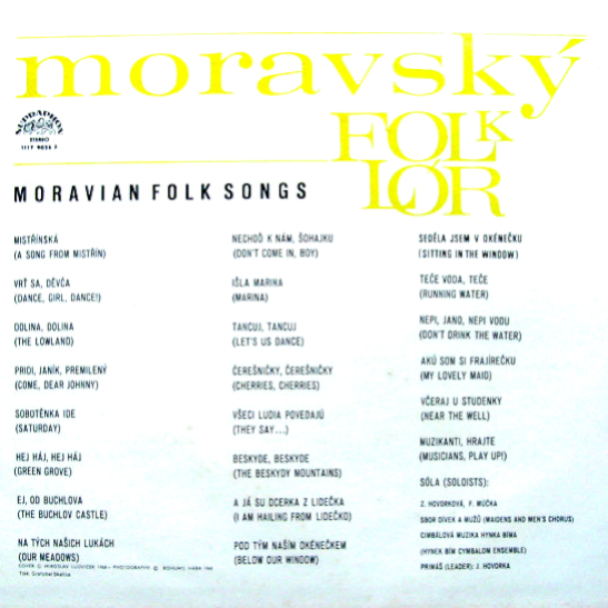 Cimbálová Muzika Hynka Bíma – Moravský Folklór 1985 EX, VYPRANÁ Vinyl (LP)