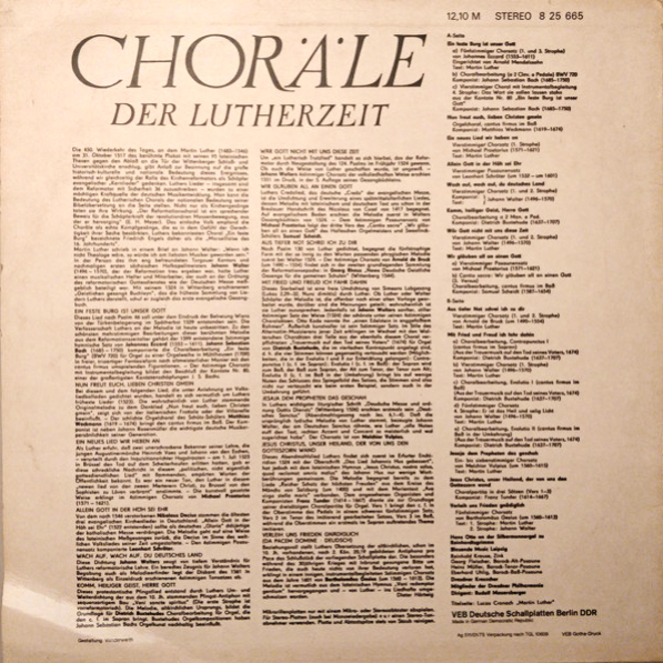Choräle Der Lutherzeit 1975 VG+, VYPRANÁ Vinyl (LP)