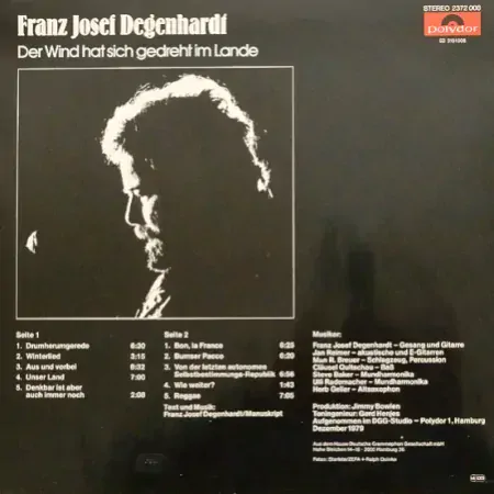 Franz Josef Degenhardt – Der Wind Hat Sich Gedreht Im Lande 1980 EX VYPRANÁ Vinyl (LP)