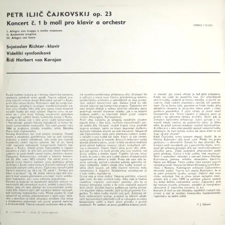 Čajkovskij, Svjatoslav Richter, Vídenští Symfonikové – Koncert Pro Klavír A Orchestr Č.1 B Moll Op.23 1973 NM VYPRANÁ Vinyl (LP)