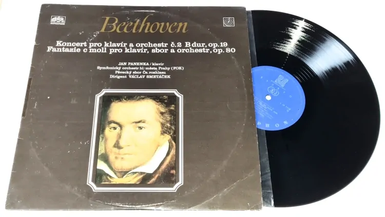 Beethoven - Jan Panenka, Symfonický Orchestr Hl. Města Prahy (FOK), Pěvecký Sbor Čs. Rozhlasu, Václav Smeáček – Koncetrt Pro Klavír A Orchestr Č.2 B Dur, Op.19 / Fantazie C Moll Pro Klavír, Sbor A Orchestr, Op.80 1972 EX, VYPRANÁ Vinyl (LP)