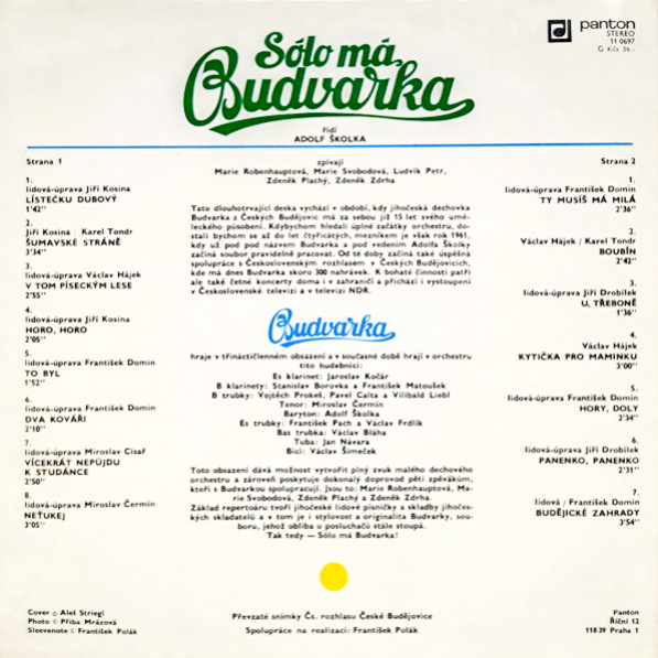 Budvarka – Sólo Má Budvarka 1978 VG+, VYPRANÁ Vinyl (LP)