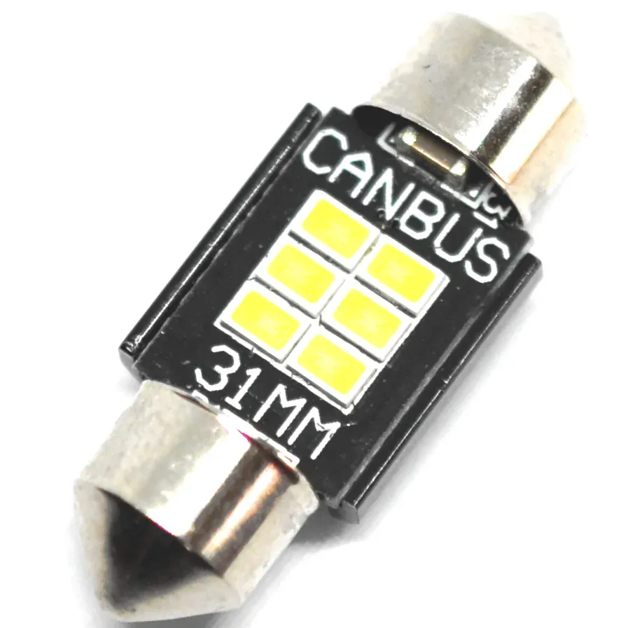LED žárovky (2ks) C5W 6 SMD 3020 (31mm) CAN BUS - Bílá 10 - 30V, CFS30203 (pár, 2 x žárovka)