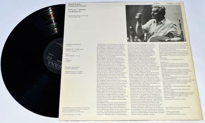 Rudolf Kempe, Staatskapelle Dresden, Ludwig van Beethoven – Probe zur 7. Sinfonie von Beethoven 1979 VG+, Vinyl (LP)