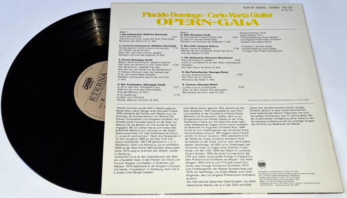 Placido Domingo, Carlo Maria Giulini, Los Angeles Philharmonic Orchestra – Opern-Gala 1987 EX, Vinyl (LP)