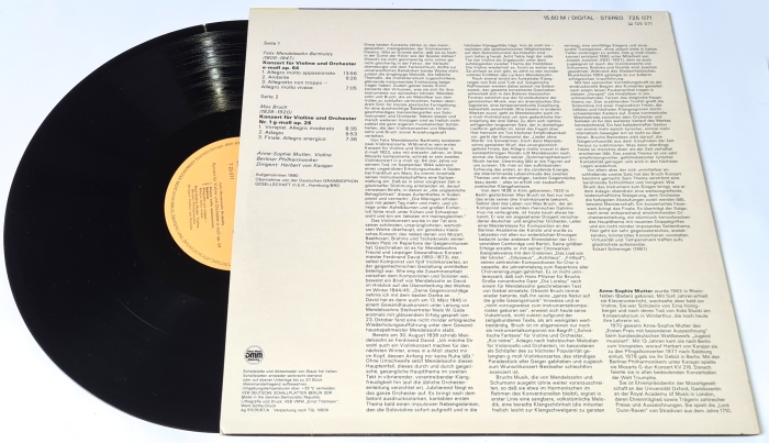 Mendelssohn • Bruch, Anne-Sophie Mutter, Berliner Philharmoniker, Herbert von Karajan – Violinkonzerte 1987 EX-, Vinyl (LP)