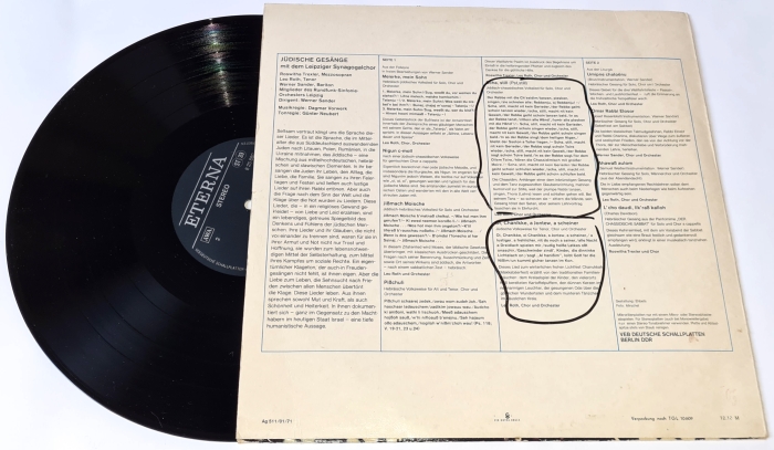 Leipziger Synagogalchor, Leo Roth, Werner Sander – Jüdische Gesänge Mit Dem Leipziger Synagogalchor 1971 VG+, Vinyl (LP)