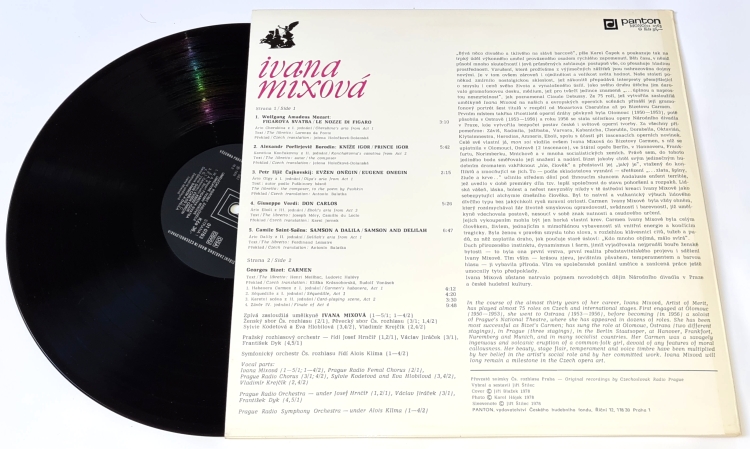 Ivana Mixová – Carmen · Cherubin · Končakovna · Olga · Eboli · Dalila 1978 EX-, Vinyl (LP)