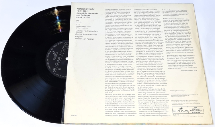 Antonín Dvořák, Mstislaw Rostropowitsch, Berliner Philharmoniker, Herbert Von Karajan – Konzert Für Violoncello Und Orchester H-moll Op. 104 1974 EX-, Vinyl (LP)