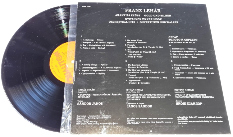 Lehár - Budapest Philharmonic Orchestra, János Sándor – Arany És Ezüst = Gold Und Silber 1977 EX-, Vinyl (LP)