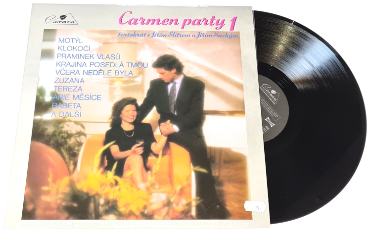Malý Orchestr Carmen Party – Carmen Party 1 - Tentokrát S Jiřím Šlitrem A Jiřím Suchým 1992 NM, VYPRANÁ Vinyl (LP)