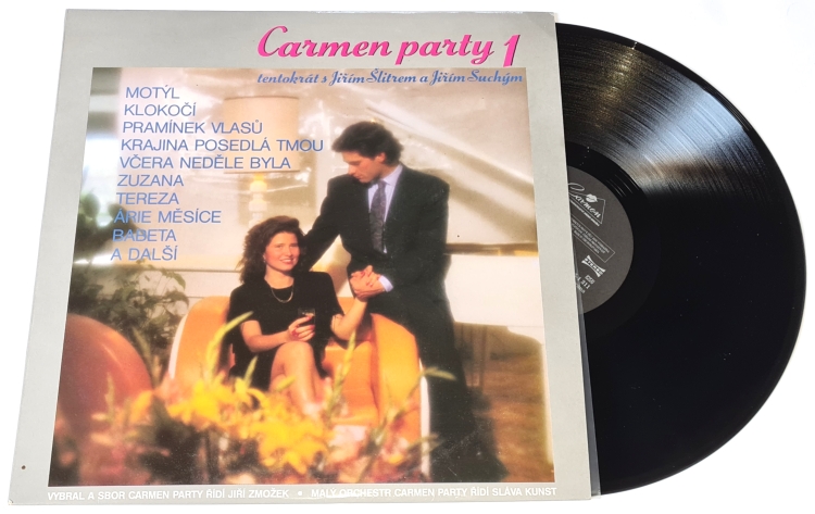 Malý Orchestr Carmen Party – Carmen Party 1 - Tentokrát S Jiřím Šlitrem A Jiřím Suchým 1992 NM, VYPRANÁ Vinyl (LP)