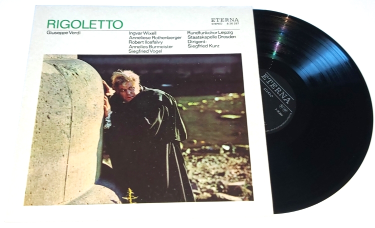 Giuseppe Verdi, Ingvar Wixell, Anneliese Rothenberger, Robert Ilosfalvy, Annelies Burmeister, Siegfried Vogel, Rundfunkchor Leipzig, Staatskapelle Dresden , Dirigent: Siegfried Kurz – Rigoletto 1973 EX, VYPRANÁ Vinyl (LP)