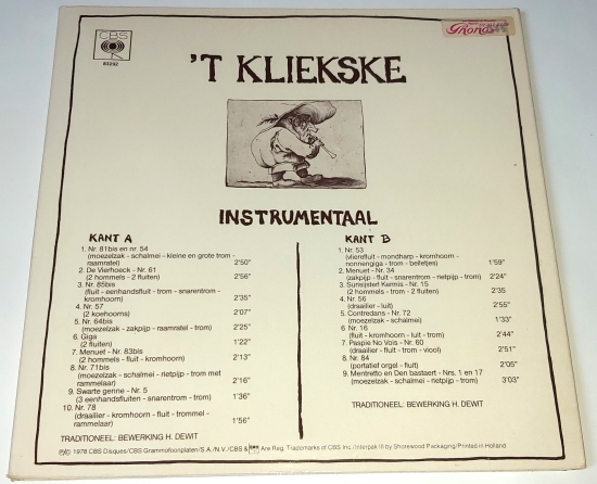 'T Kliekske – 'T Kliekske Instrumentaal 1978 VG+, Vinyl (LP)