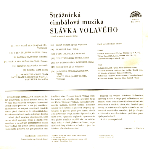 Strážnická Cimbálová Muzika Slávka Volavého – Strážnická Cimbálová Muzika Slávka Volavého 1978 VG+, VYPRANÁ Vinyl (LP)