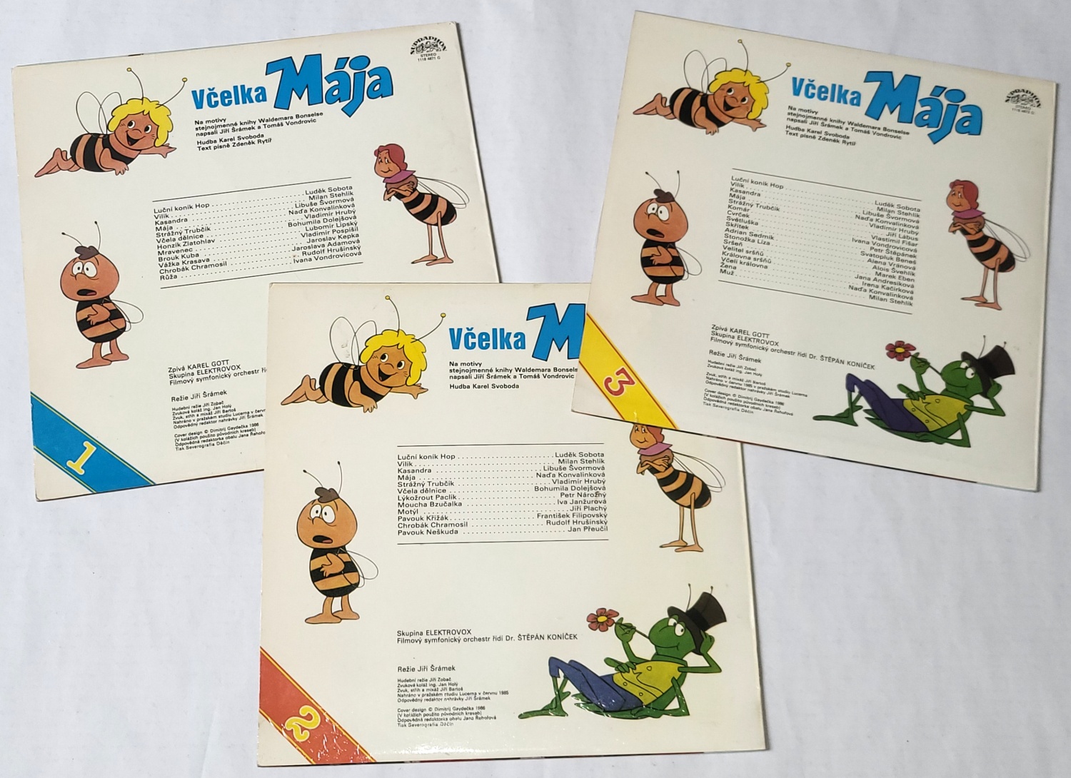 Jiří Šrámek, Tomáš Vondrovic – Včelka Mája (1, 2, 3) 1986 EX, VYPRANÉ Vinyl (3 X LP) Kompletní sada