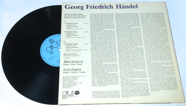 G. F. Händel, Miloš Jurkovič, Jozef Zsapka – Sonatas For Flute And Guitar 1979 EX, Vinyl (LP)