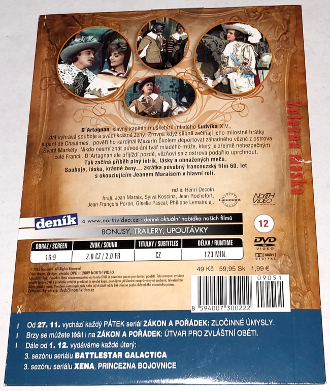 Železná maska 1962 DVD (nerozbalené)