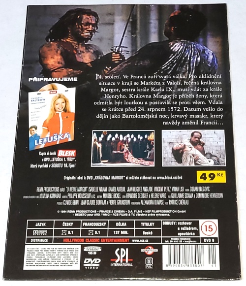 Královna Margot 1994 DVD, nerozbalené