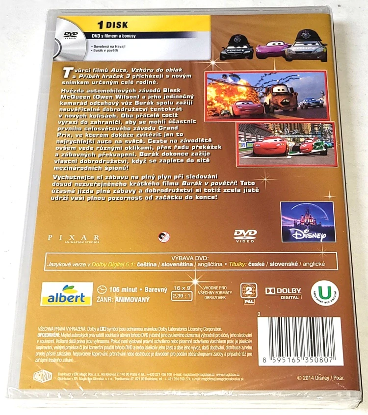 Auta 2008 DVD, nerozbalené