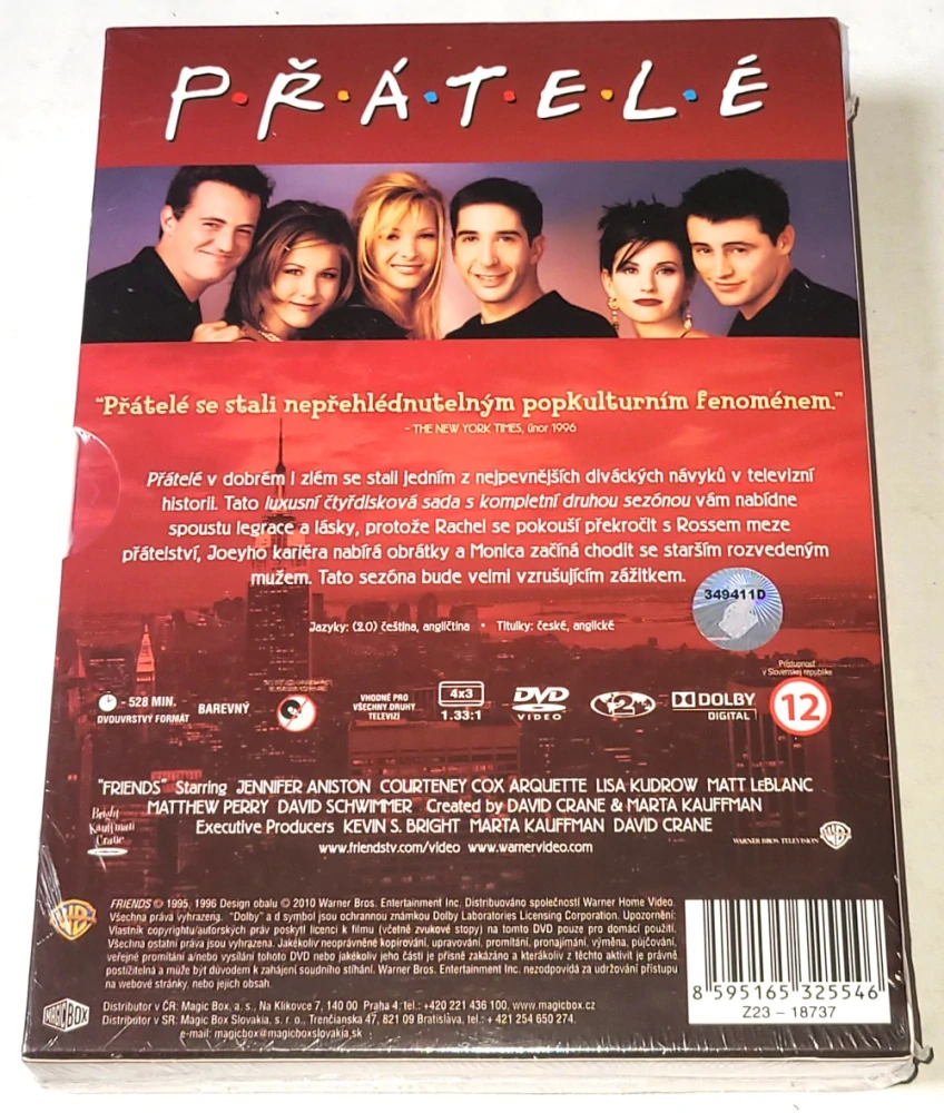 Přatele - Kompletní 2. série 4DVD BOX Set (nové, zatavené)