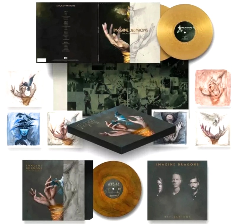 Imagine Dragons: Smoke + Mirrors (TEN) 2025 Box Set 3LP Gold & Amber-Red/Green Swirl Vinyl NOVÉ