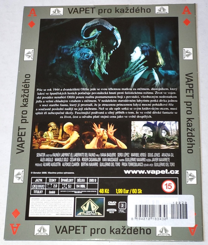Faunův labyrint 2006 DVD (nové, zabalené)