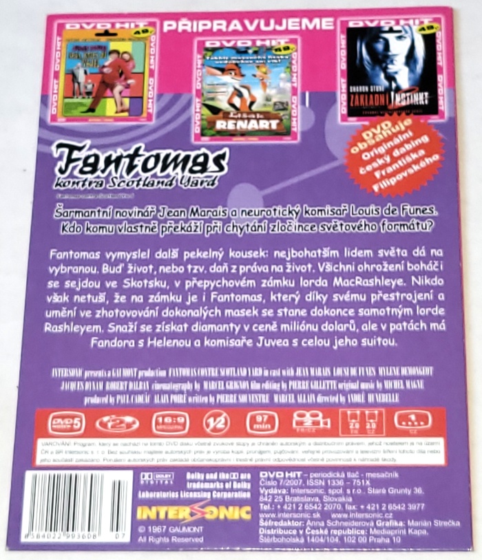 Fantomas kontra Scotland Yard 1967 DVD (nové, zabalené)