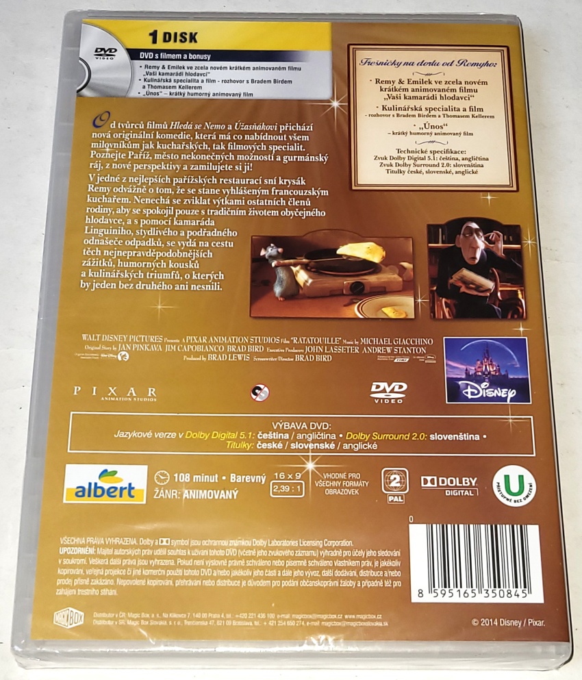 Ratatouille 2007 DVD (nové, zabalené)