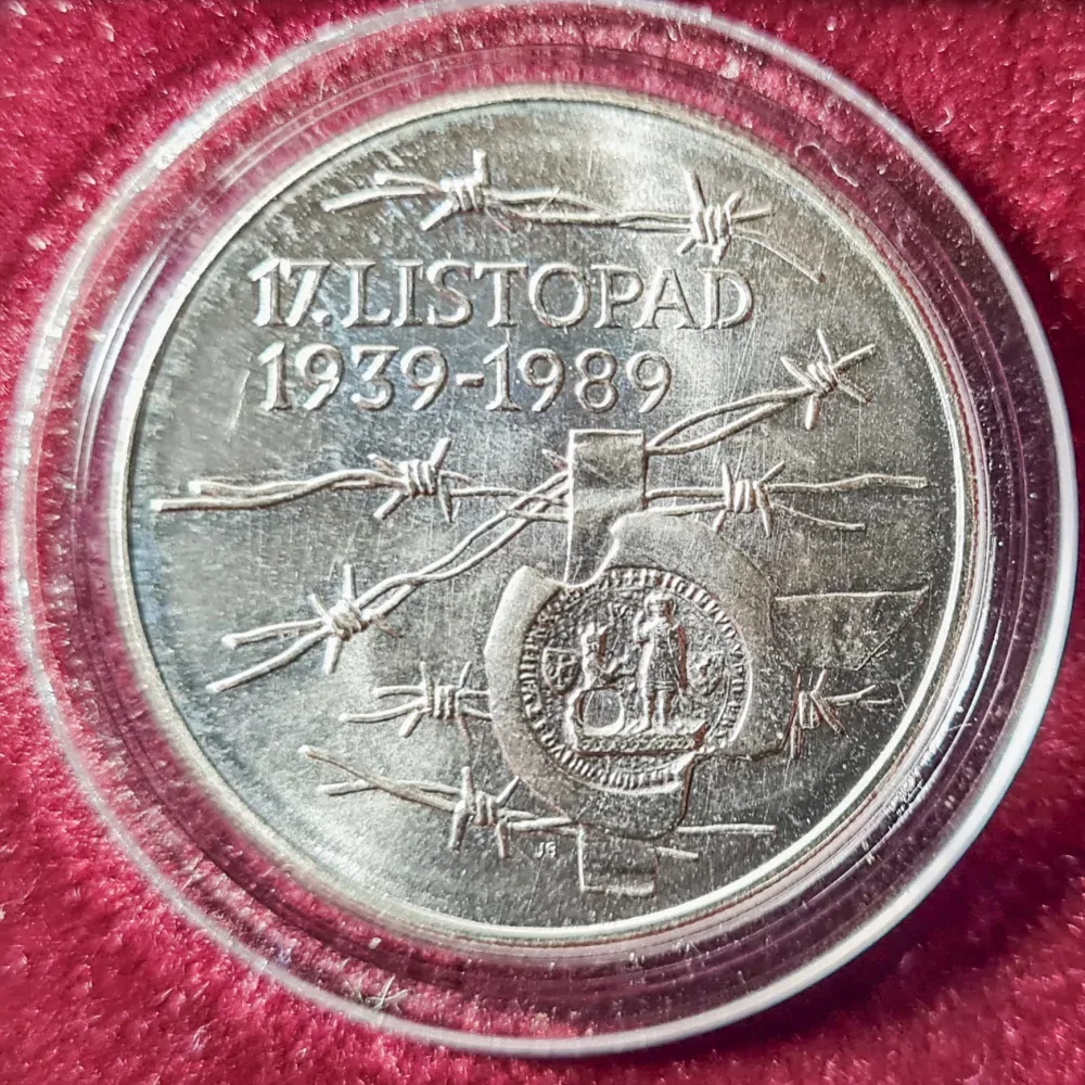 Ag 100 Koruna 1989, 17. listopad 1939 mince