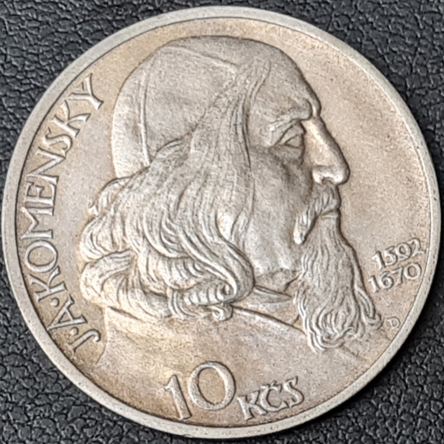 Ag 10 Koruna 1957, Oslavy Jana Amose Komenského mince