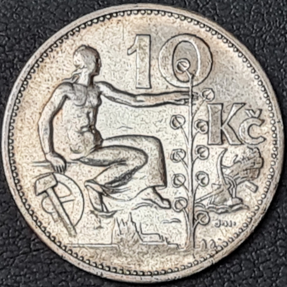 Ag 10 koruna 1932, mince
