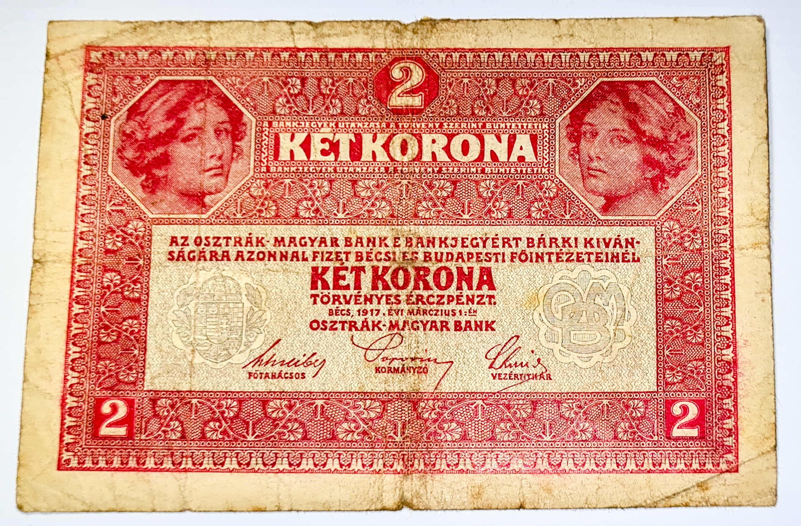 2 Kronen 1917 - Rakousko-Uhersko, bankovka