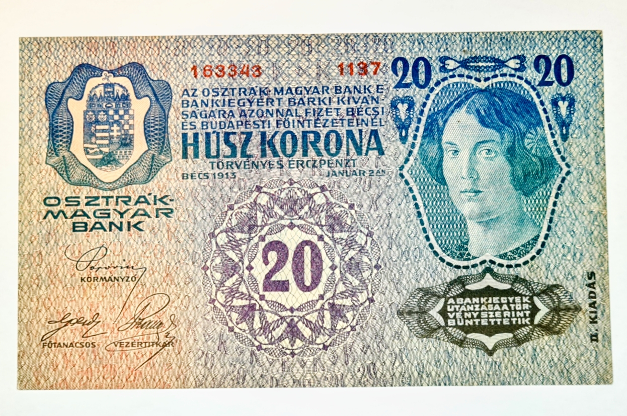 20 Kronen 1913 - Rakousko-Uhersko, bankovka